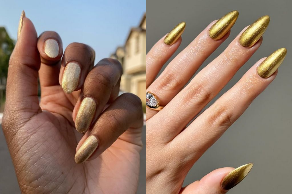 Gold nails gold nail art designs with design