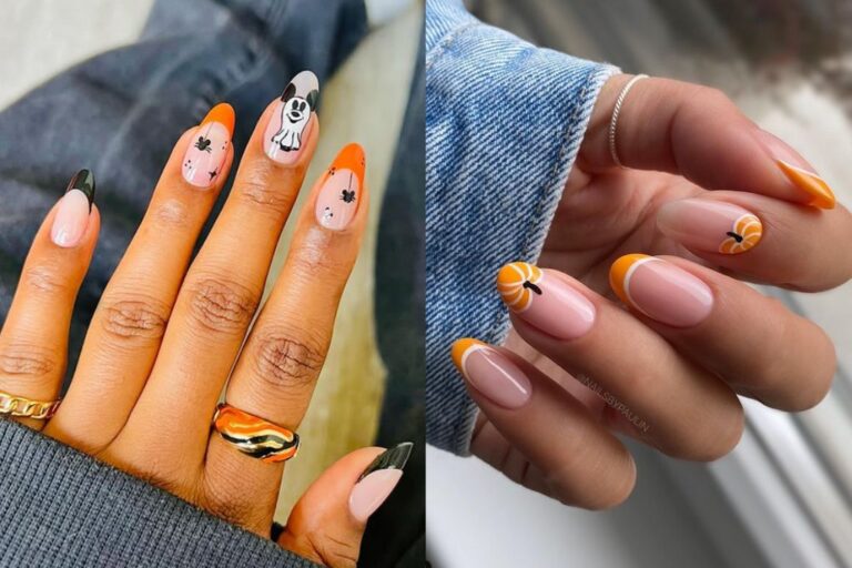Cute orange Halloween nails classy orange and black Halloween nail art designs with design