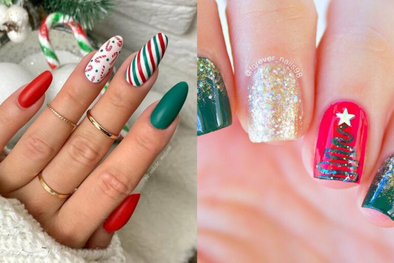 Red and green Christmas nails red and green xmas nail art designs with design