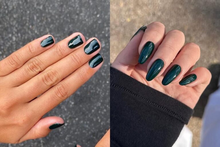 Dark green nails emerald forest hunter green nail art designs with design