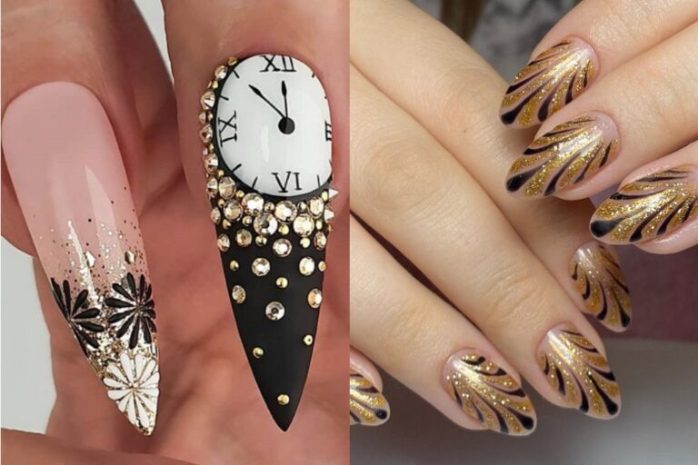 New Years nails simple sparkly new year eve nail art designs