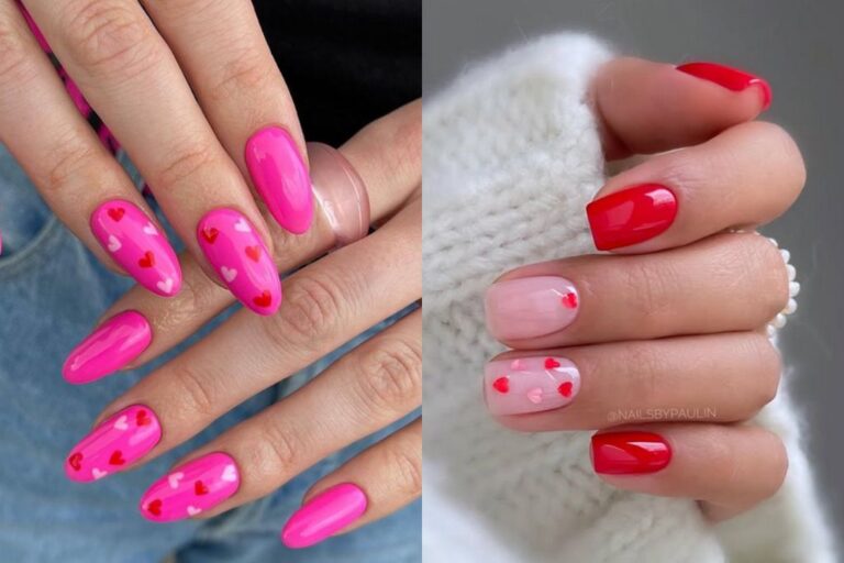 Cute Valentine’s Day nails simple Valentine nail art designs classy Valentines nail design ideas