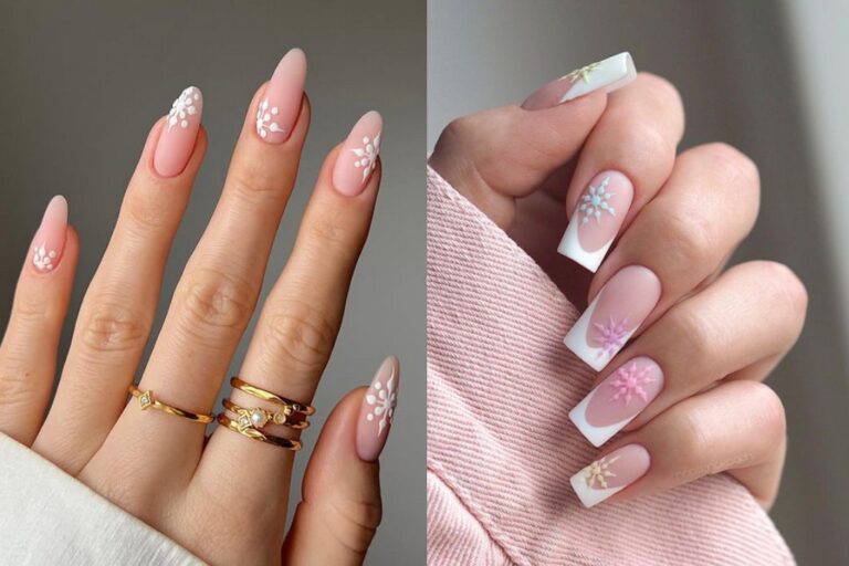 Snowflake nails winter nail art designs with snowflakes design