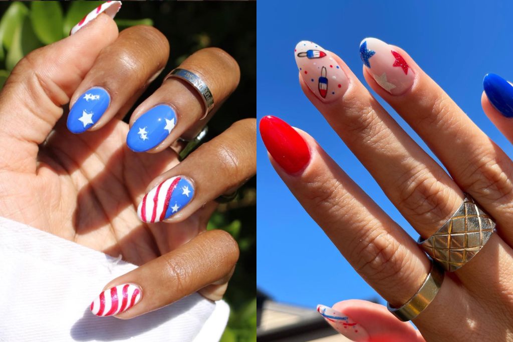 Simple 4th of July nails subtle classy cute easy Fourth of July nail art designs patriotic manicure with design