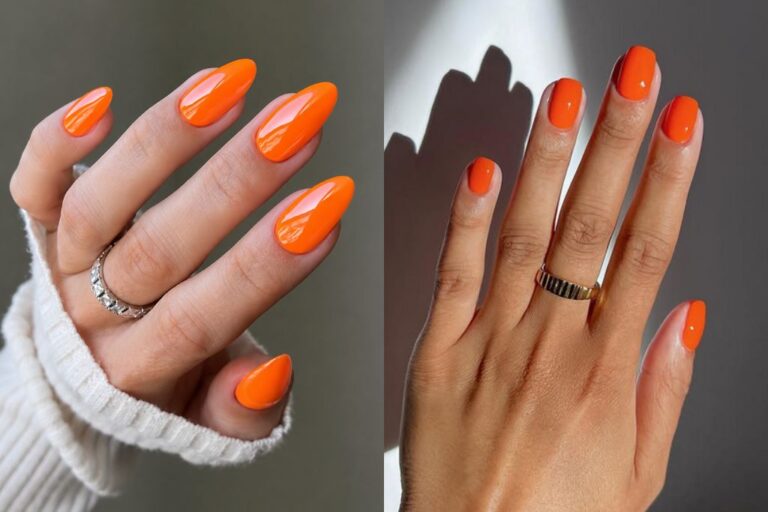 Light bright orange summer nails neon pastel orange nail art designs with design ideas inspo gel polish