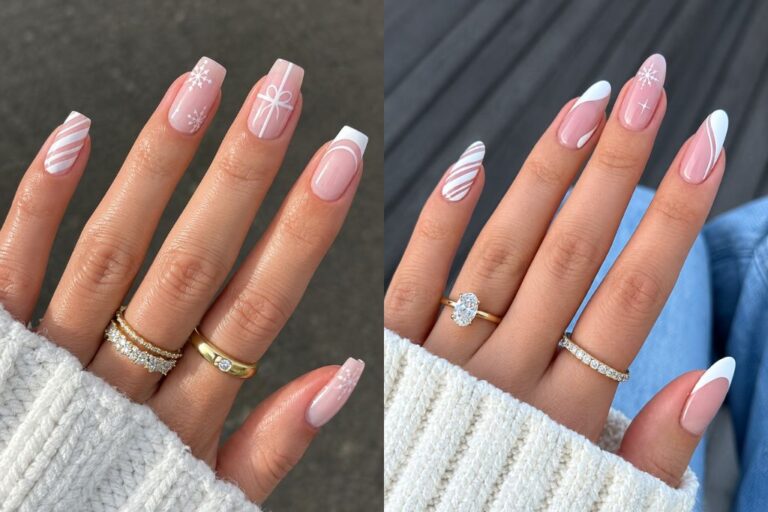 25 White Christmas Nails To Elevate Your Holiday Look